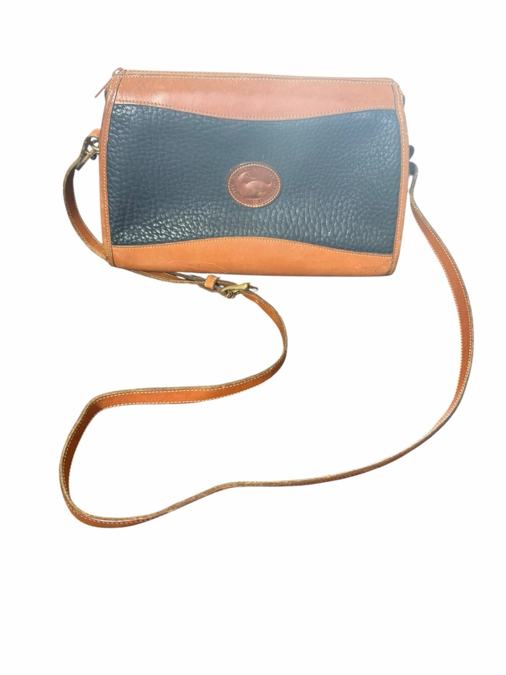 Dooney & Bourke Black and Tan Leather Crossbody Shoulder Bag